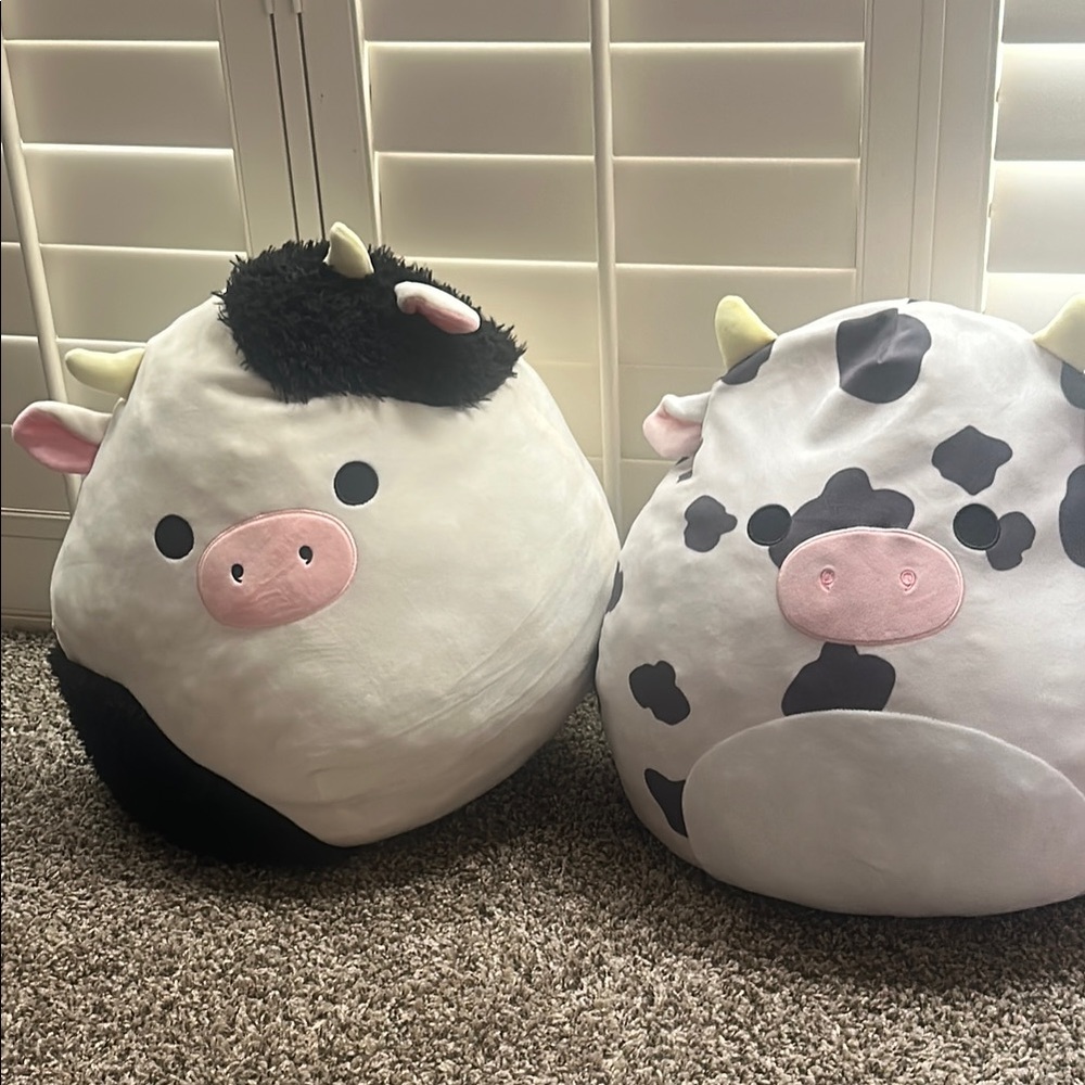 Squishmallows set Plush Cows 16 inch Black and White